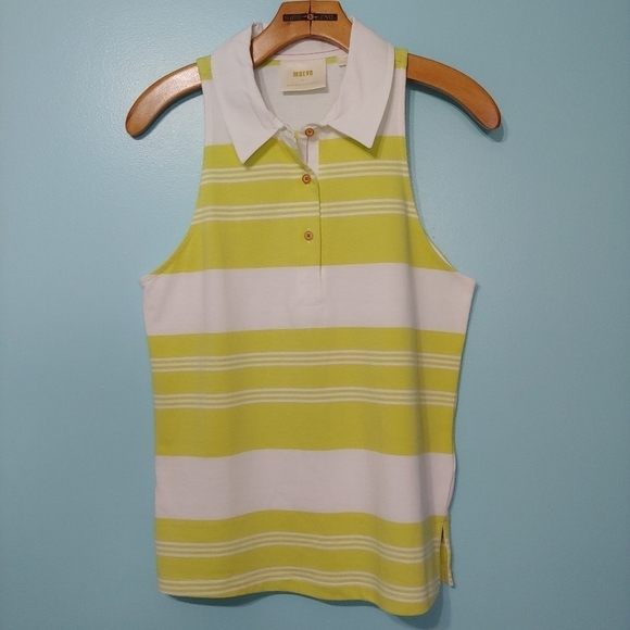 ANTHROPOLOGIE Maeve Striped Lime Polo Tank - Picture 4 of 8